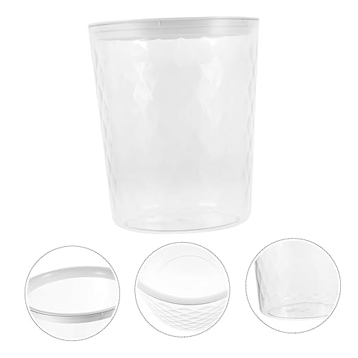 Unomor Transparent Round Trash Can Wastebasket for Bathroom Kitchen Office and Bedroom Lightweight Portable Garbage Container with Capacity for Easy Use