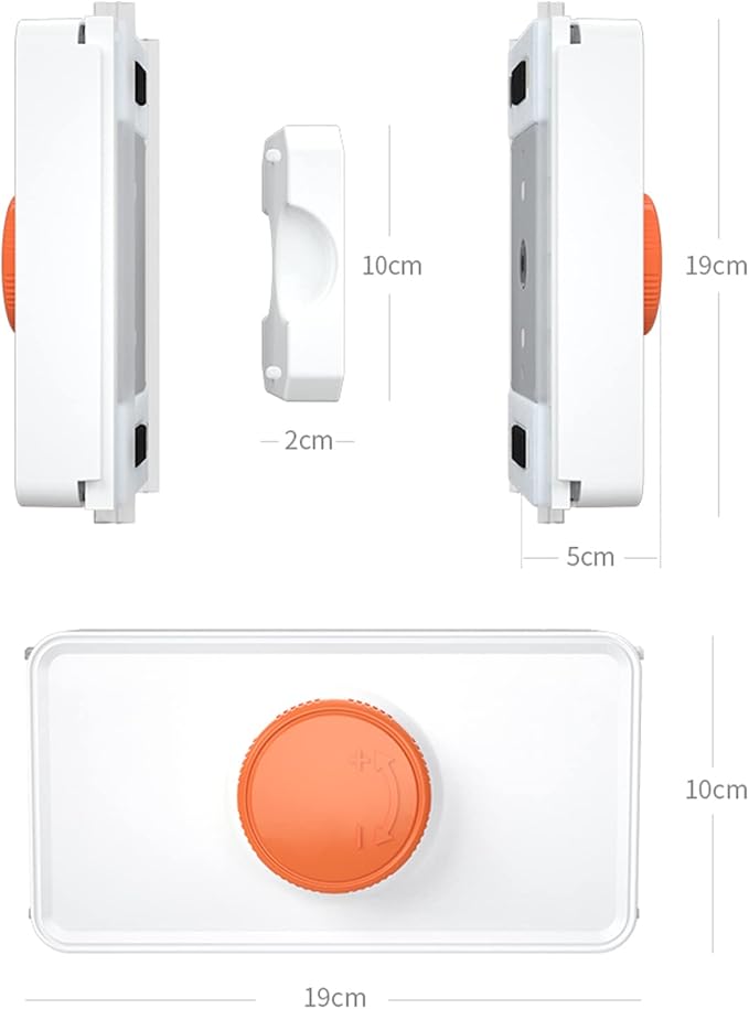 Magnetic Window Cleaner Home Double Sided Glass Cleaner Adjustable Magneticwith Rotation Wiper and Extension Pole for High-Rise Glazed Windows 5-35mm Gray (Orange)