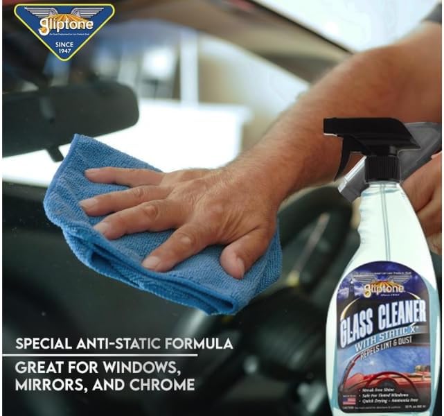 Gliptone Glass Cleaner Kit Streak-Free Shine Ammonia-Free Quick Drying Includes Glass Cleaner Glipscrub Sponges &amp Softouch Waffle Microfiber Towels Safe on Tint &amp Hard Surfaces