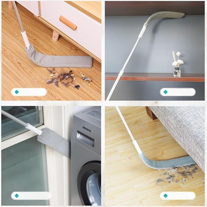 Retractable Gap Dust Cleaning Artifact Flat Duster Retractable Microfiber Dust Brush Gap Mop for Cleaning (3mop + 6cloth)
