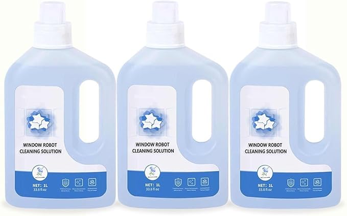 1L Window Cleaner Solution Compatible with ECOVACS Winbot W1 Pro/W2 Pro Omni/Winbot Mini - High-Efficiency Glass Cleaning Liquid for Window Cleaning Robots(3pcs)
