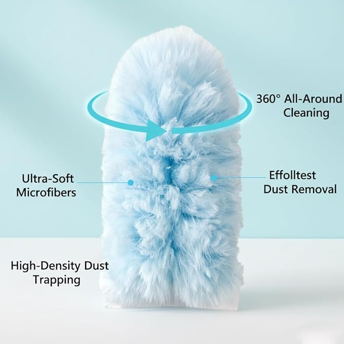 60 Pack Duster Refills Kit Fit for Swiffer Duster Handle360° Deep Cleaner Heavy Duty Replacement with 1 Handle(Blue)