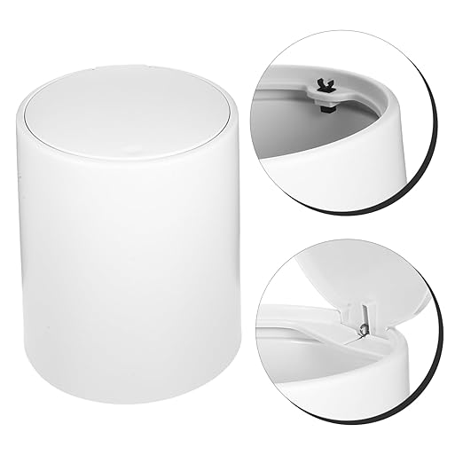 PRETYZOOM Press Trash Can with Lid White Wastebasket for Home Office and Bedroom Versatile Trash Container for Easy Waste Disposal