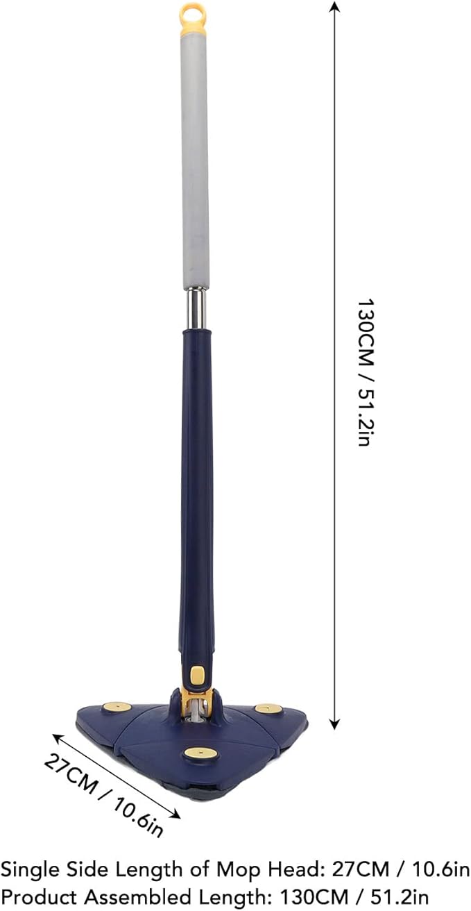 Triangular Mop 360 Rotating Mop Head with Superfine Fiber for Wall Ceiling Corners Long Handle 130cm for Sofa Bed Window  Stainless Steel ABS