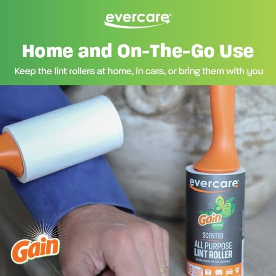 Evercare Gain Scented All-Purpose Lint Roller Value Pack with 2 Lint Rollers and 3 Refill Rolls 60 Sheets Each