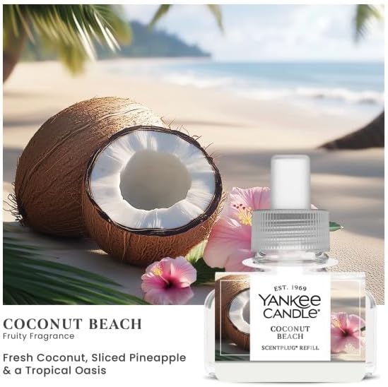 Yankee Candle Fresh Fusion - Scent Plug Diffuser Sprinkle Dots Scent Plug Refill Clean Cotton and Coconut Beach (Variety Pack)