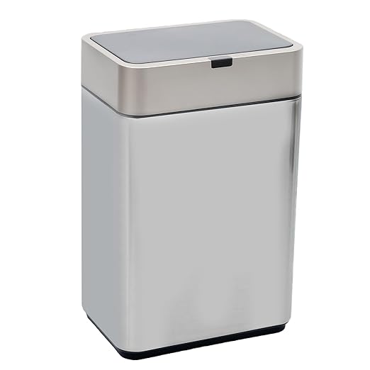 2.4 Gallon / 9L Small Motion Sensor Trash Can Stainless Steel Automatic Trash Bin Touchless Electric Garbage Can for Bathroom Bedroom Under Desk Silver (Silver 2.4 Gallon Stainless Steel)