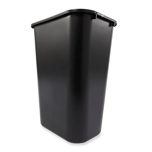 10 Gallon Plastic Trash Can Black Rectangular Commercial Office Wastebasket