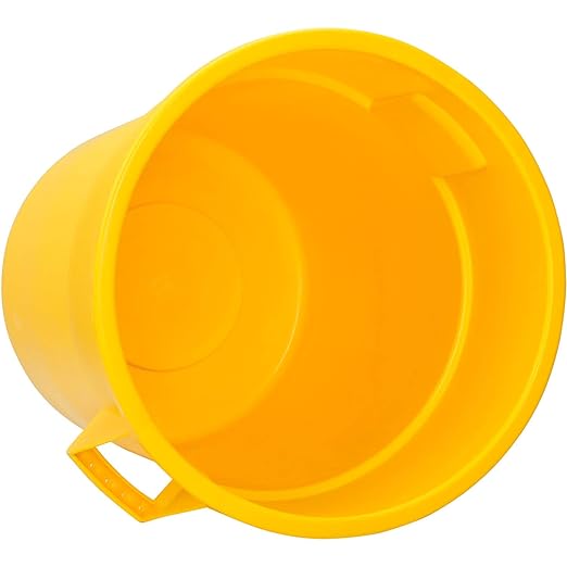 Global Industrial Commercial Round Trash Can 55 Gallon Capacity Plastic Garbage Can Indoor and Outdoor Utility Trash Can Yellow 26-1/4W x 33-1/8H No Lid