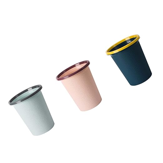 Zerodeko 2pcs Medium Plastic Ring Trash Can Simple Design for Office Kitchen Cabinet Wastebasket Dustbin Garbage Container