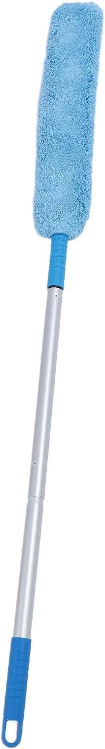 Extendable Long Handle Duster Bendable Head Dust Removal Multipurpose Soft Coral Fleece for Furniture Cracks Corner Adjustable Retractable Design Lightweight Aluminum Pole