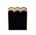 Jaye's Studio Gracie Scarlett Scalloped Baskets Black Waste Basket for Bathroom Office &amp Bedroom Trash Can Decorative Metal Magazine Holder Rectangle Garbage Can for Modern Home Decor 7”x10”x7
