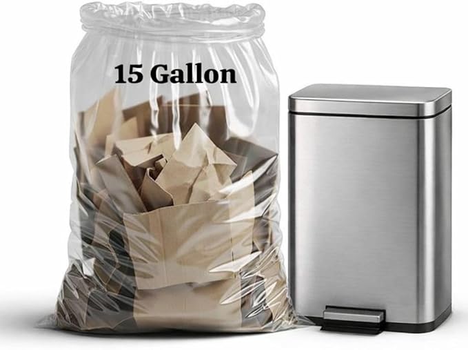 Trash Bag 15 Gallon Clear 100 count