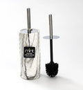J&ampV TEXTILES Ceramic Toilet Brush Toilet Bowl Brush with Extra Long Handle Durable Bristles Toilet Scrubber and Covered Holder for Toilet Brush Set for Bathroom Cleaning (Chrome/Marble)