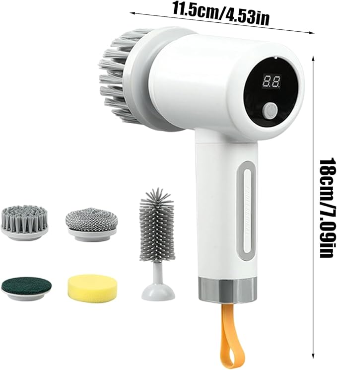 Power S Pin Scrubber Cordless with Balanced Weight Design White Electric S Pin Scrubber Handhold Electric Cleaning Brush Rechargeable for Bathtub Tile Grout Floor Toilet Kitchen Wall