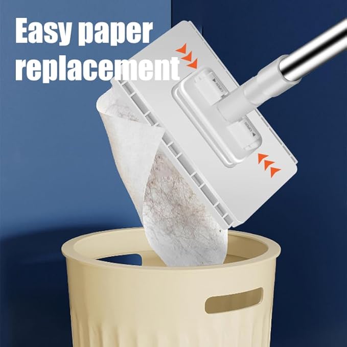 Zero Touch Mini Mop Mini Wet and Dry Sweeper Mop Disposable Clip Mopstick Convenient Cloth Changing No Wash for Gaps &amp Multi-SurfaceWhite