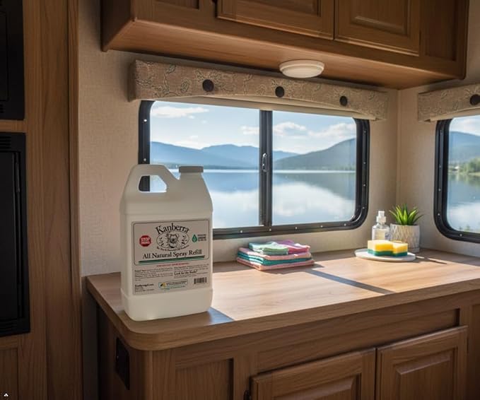 Kanberra Spray Refill - 64 oz. - All-Natural Odor Eliminator &amp Air Freshener for Home Car RV Boat Gym Bag | Eco-Friendly Long-Lasting Tea Tree Oil Formula Safe for Pets and Family.