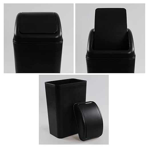 Plastic Waste Bin with Swing Lid 14 Liter Garbage Can 1 Pack 5.2 x 8.2 x 15.7