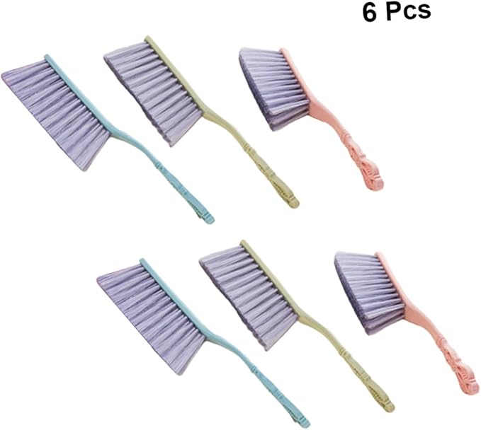 6pcs Thickened Bed Cleaning Brush and Sofa Dusting Brush Set with Hollow Handle Household Cleaning Tool for Furniture and Upholstery Multi-Color Blue Green Pink for Home Use