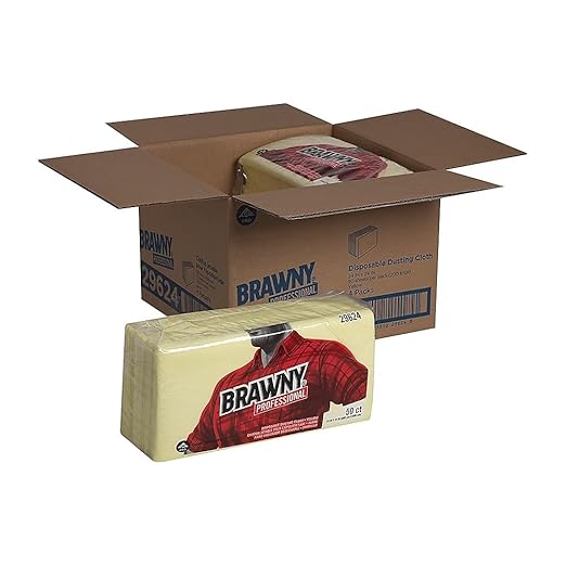 Georgia-Pacific Brawny Yellow Quarter-Fold Disposable Dusting Cloth by GP PRO 24 Length x 24 Width 29624 (Case of 4 Packs 50 Cloths per Pack)