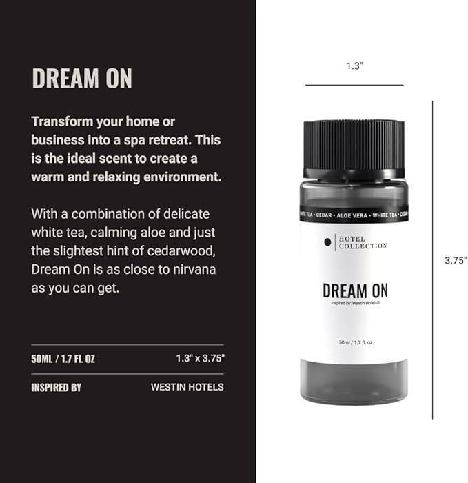 Hotel Collection Diffuser Oil - Dream On - Aromatherapy Essential Fragrance Oil - Bright White Tea Sweet Vanilla &amp Earthy Cedar - 50ML 1.7 Fl oz