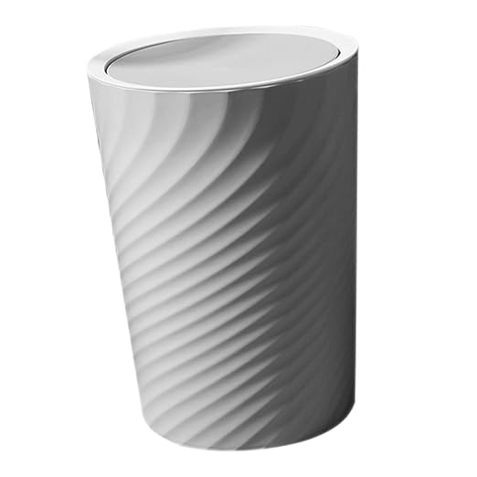 Zerodeko Creative Plastic Trash Can with Swing Lid 10L Household Waste Basket for Bathroom Office Bedroom Anti-Fingerprint Finish Easy to Use Garbage Bin