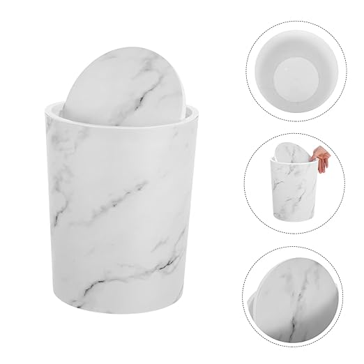 OUNONA Swing Lid Trash Can Large Plastic Wastebasket with Press Ring for Convenient Bag Holding for Bathroom Bedroom Kitchen Office Use Odor Containing Generous Capacity
