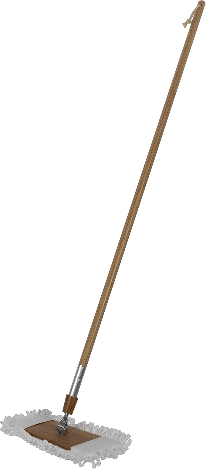 Harper Live.Love.Clean. Bamboo 2-in-1 Smooth Surface Wet/Dry Dust Mop with (2) Washable Wraparound Pads for Cleaning Dust Pet Hair &amp Fine Dry Dirt