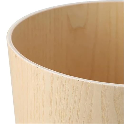 Natural Wood Trash Can Round Stackable Wastebasket Garbage Recycling Bin for Bathrooms Powder Rooms Kitchens Home Offices (Light Wood)
