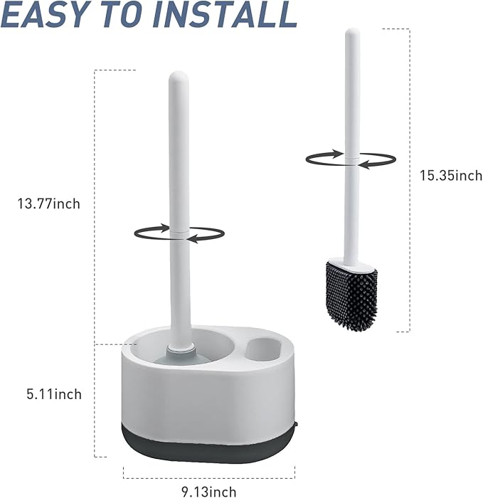 Silicone Toilet Brush Plunger Set 2 in 1Toilet Bowl Brush and Holder Plunger Set Plunger Toilet Brush Combo Bathroom Toilet Brush Toilet Brush Set Toilet Scrubber and Plunger Set Black