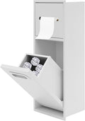 Recessed Bathroom Trash Can with Toilet Paper Holder Stainless Steel Hidden Tilt Out Trash Can Cabinet Modern in-Wall Niche for Bathroom Bedroom Office