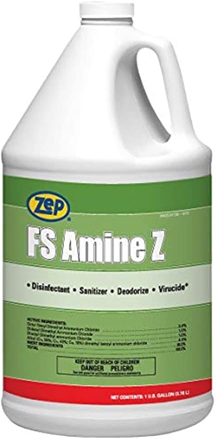 Zep FS Amine Z Quat-based Disinfectant sanitizer and Virucide 1 Gallon (Case of 4)