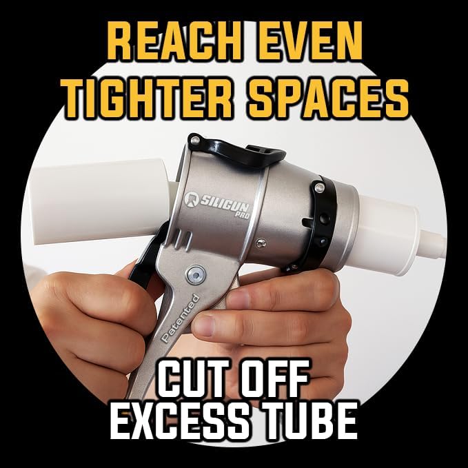 SILIGUN™ PRO Compact 24:1 Caulking Gun - No Drip Caulk Gun - Patent Design - Lightweight Aluminum Frame - Works with all 10 oz Tubes (SILIGUN PRO Complete Kit)