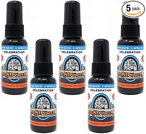 BluntPower (Celebration 5 Pack) Concentrated Air Freshener - Premium Oil Based Air Freshener Spray For Home and Car - Long-Lasting Bathroom Spray Car Freshener &amp Odor Eliminator Spray