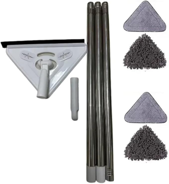 3/5PCS Extended mop Large Triangular with Thickened Rod for Wiping Glass Ceiling Cleaning Bathroom Kitchen Ceramic ti(1 mop 4 mops)
