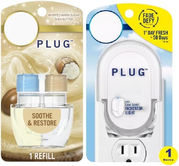 F.e.b.r.e.z.e Odor-Fighting Fade Defy Plug Air Freshener (1 Refill) of 0.87 Fl Oz + Starter Kit (Soothe &amp Restore)