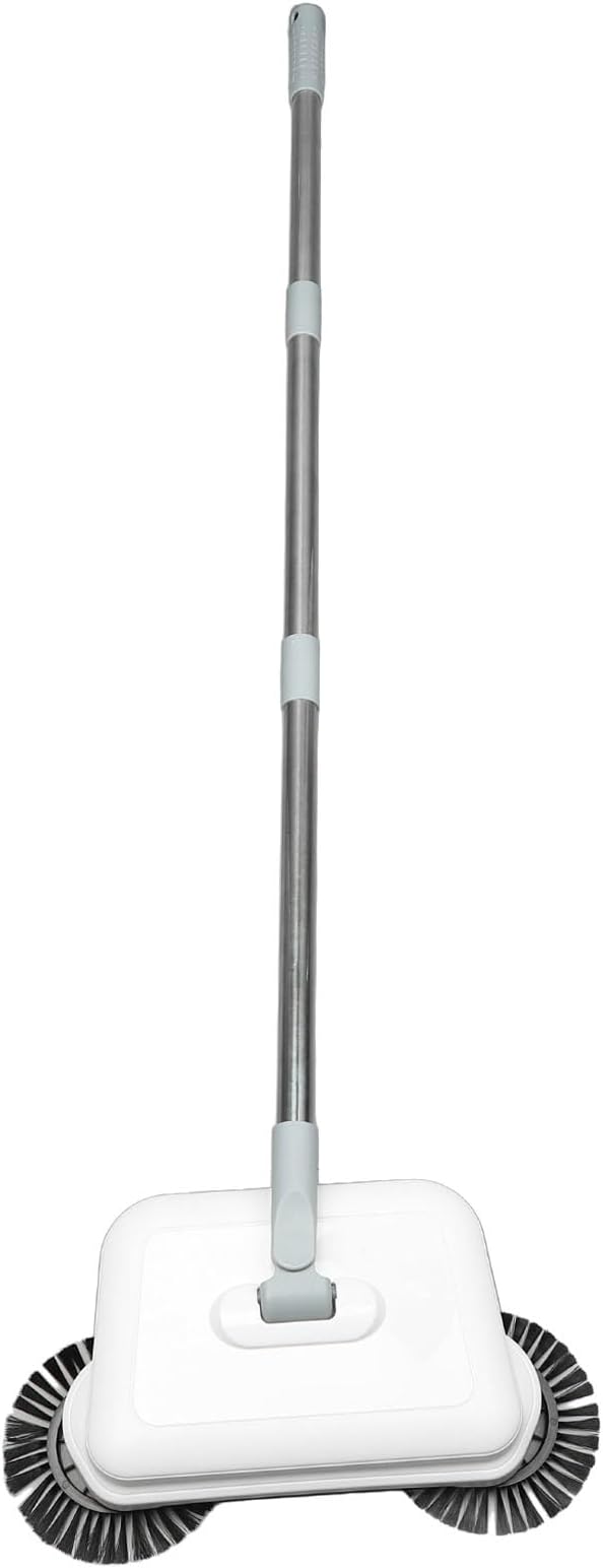 Hand Push Sweeper Manual Floor Cleaning Mop 360 Degree Rotation 2 in 1 Wet Dry Dual Use with Upgraded and Microfiber Mop Foldable Compact Design for Hardwood Tile Floor