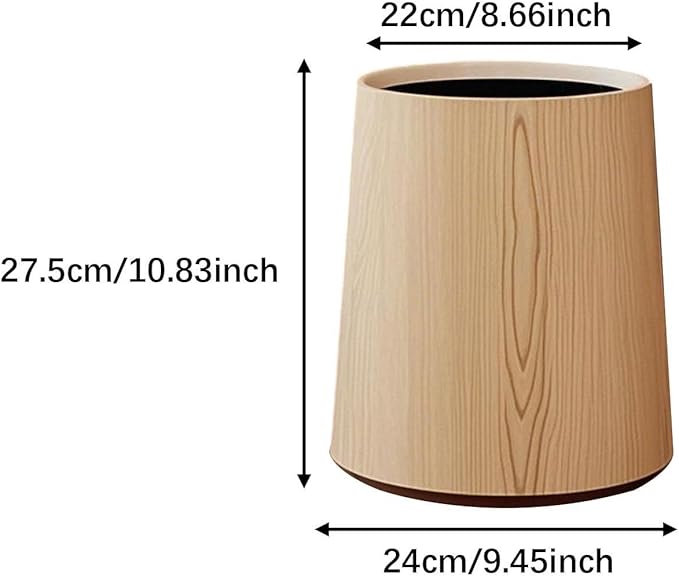Trash Bin Wastebasket Removable Inner Portable Modern Paper Basket Bathroom Trash Can for Office Laundry Kitchen Restroom M Wood