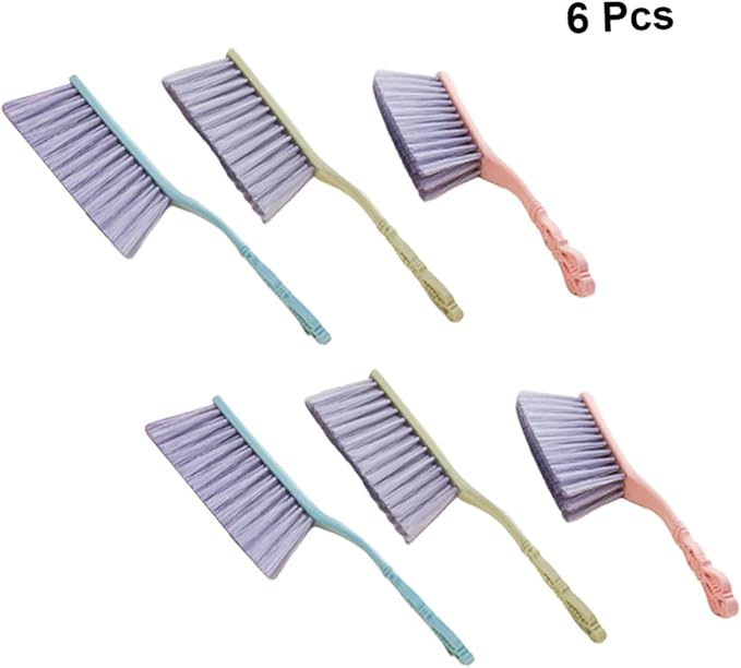 6pcs Household Dusting Brush Set with Thick Hollow Handle Sofa and Bed Cleaning Brush for Furniture Multi-Color Blue Green Pink Sturdy Dust Removal Tool for Home Use