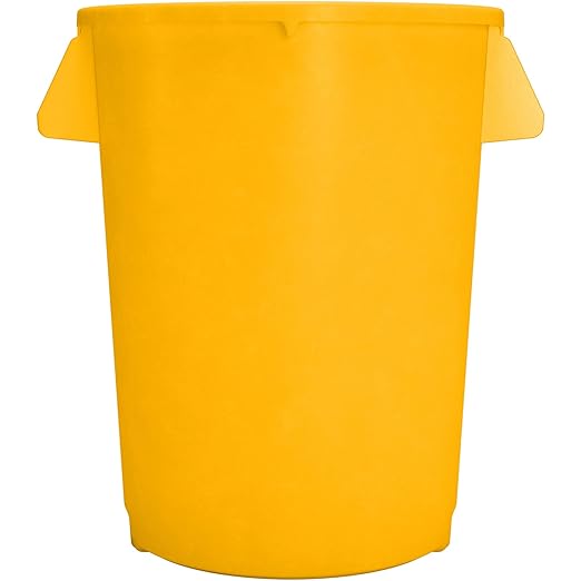 SPARTA Bronco 20 Gallon Trash Can Thick Polyethylene Bin NSF Certified Waste Container with Top Handles Bottom Handholds Reinforced Base and Stackable LLDPE 20 Gallon Yellow (Pack of 6)