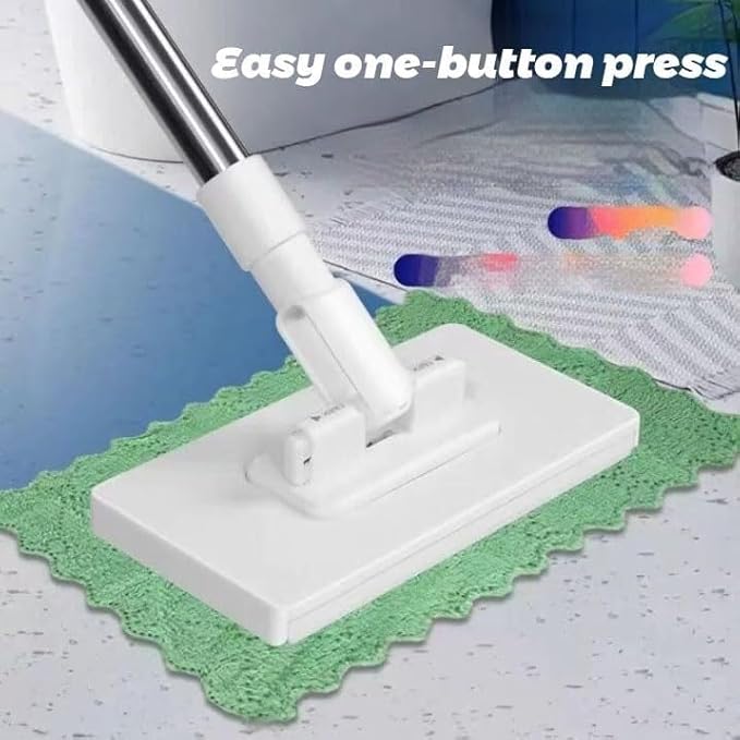 Disposable Dust Mop with 10 Reusable Cloths Lazy Mop Click On Design for Wet &amp Dry Floor Cleaning Adjustable Handle for Home Kitchen Bathroom