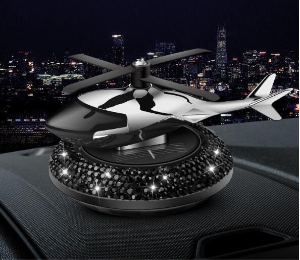 Diamond Car Air Fresheners with Solar Rotating Car Fragrance Diffuser Car Perfume Decoration Car Dashboard Aromatherapy Ornament Solar Helicopter Perfume Ornament Home Office Desktop Decoration J