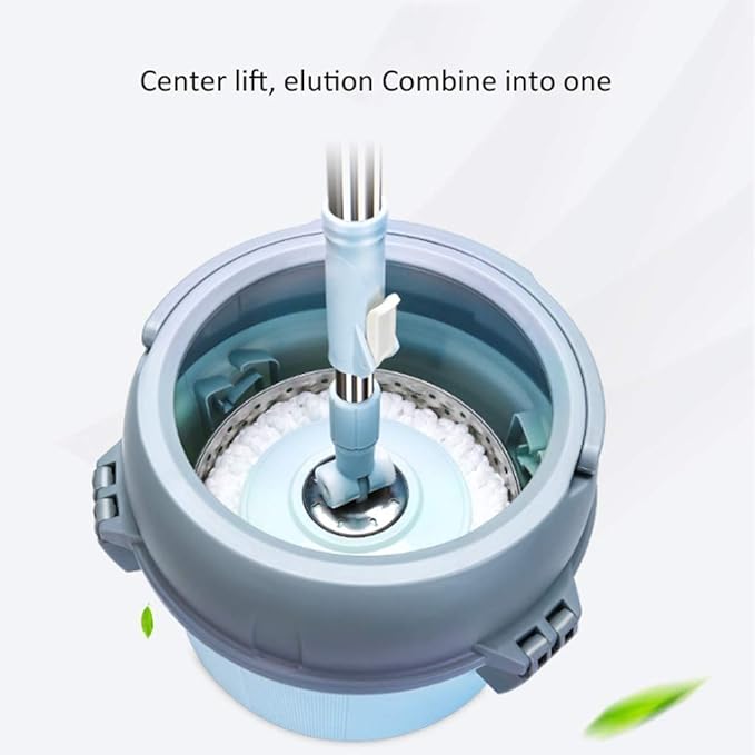 Upgraded Stainless Steel Deluxe 360 Spin Mop &amp Bucket Floor Cleaning System Included Handle with 2 Microfiber Heads