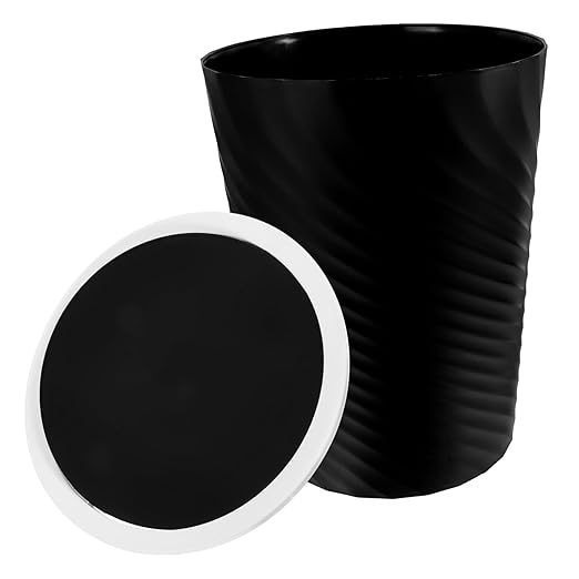 Creative Covered Trash Can Bathroom Litter Bin with Lid for Office Bedroom Living Room Sturdy Plastic Wastebasket for Home Use