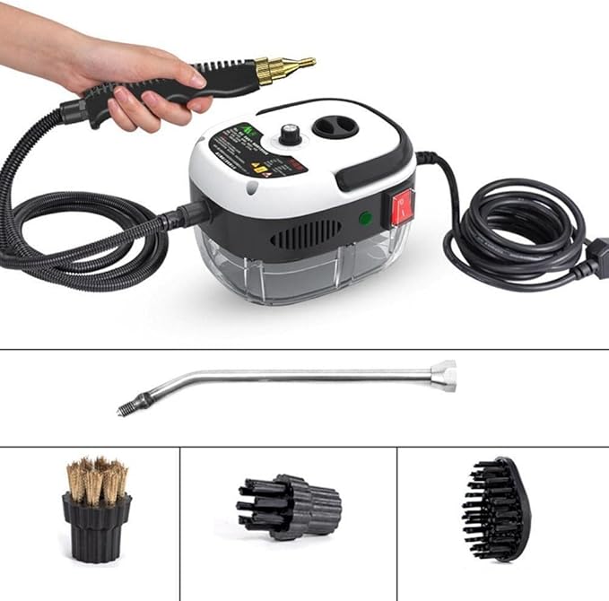 High Pressure Steam CleanerPortable Handheld High Temperature Steam Cleaner for Household Car Decoration Kitchen Bathroom Furniture with 3 BrushWhite