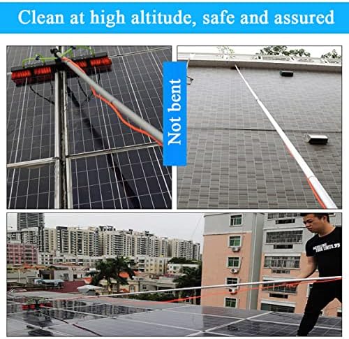 Telescopic Pole Kit Cleaning BrushWater Fed Pole Kit Solar Photovoltaic Panel Car Trucks 20m/65.6ft Hose Rotating Cleaning Brush Adjustable Window Glass Cleaning Pole 2 Water Pores10.8m/36