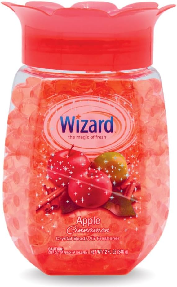 WIZARD Odor Eliminator Gel Beads - 12 oz Pack of 12 - Air Freshners For Bathroom. Rooms Per Areas and Car Freshner (APPLE CINAMON)