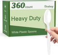 360 Count White Plastic Spoons Disposable BPA-Free Heat Resistant Solid and Durable Disposable Spoons Heavy Duty Bulk Premium Spoons plastic disposable for Party Supply