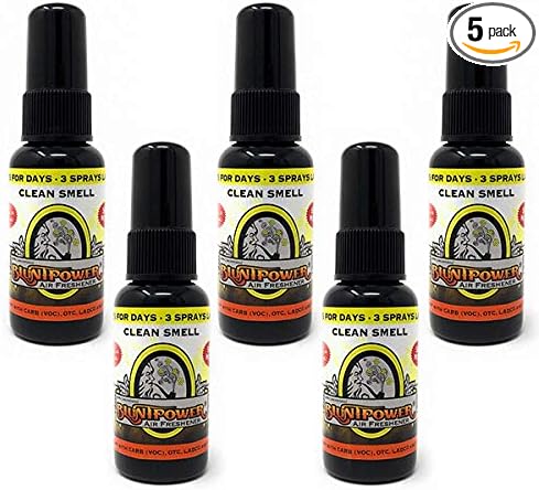 BluntPower (Clean Smell 5 Pack) Concentrated Air Freshener Spray - Oil-Based Room Diffuser Spray - Long-Lasting Bathroom Scent Car Freshener &amp Odor Eliminator