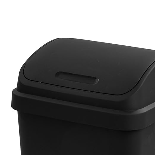 Sterilite 4-Pack Swing Top Wastebasket Sleek Square Profile Trash Can 13 Gallon Black - Modern Garbage Bin for Kitchen Bathroom Garage and Workspace Fits 13 Gal Liners